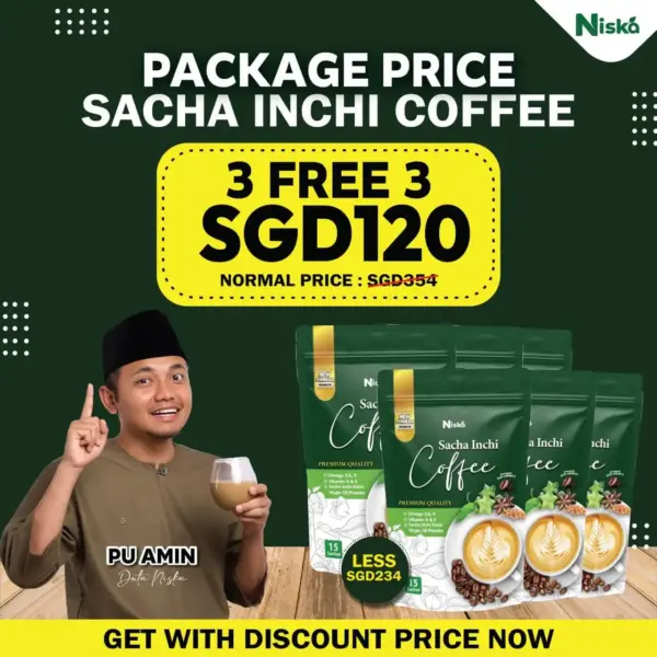 3 FREE 3 PACK KOPI SACHA INCHI